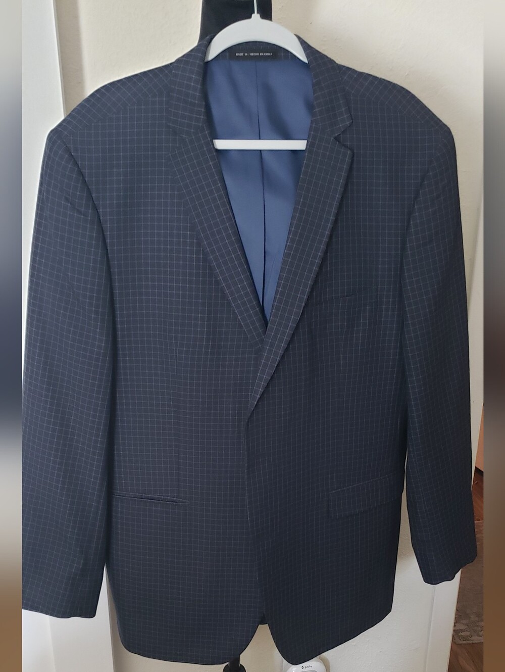 Perry Ellis Dark Blue Windowpane Sport Coat